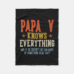 Papa v knows everything father's day retro vintage fleece blanket