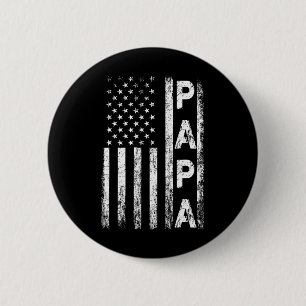 Papa Vintage American Flag Father's Day 4th Of Jul 6 Cm Round Badge