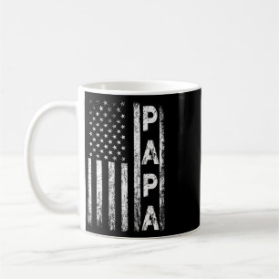 Papa Vintage American Flag Father's Day 4th Of Jul Coffee Mug