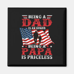 Papa Vintage American Flag Father's Day 4th Of Jul Magnet