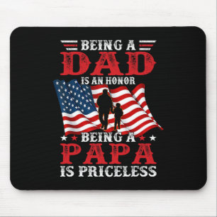 Papa Vintage American Flag Father's Day 4th Of Jul Mouse Pad