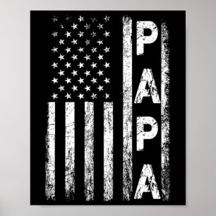 Papa Vintage American Flag Father's Day 4th Of Jul Poster