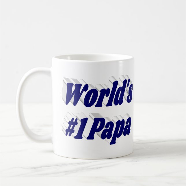 Papa with dark blue half text   coffee mug (Left)