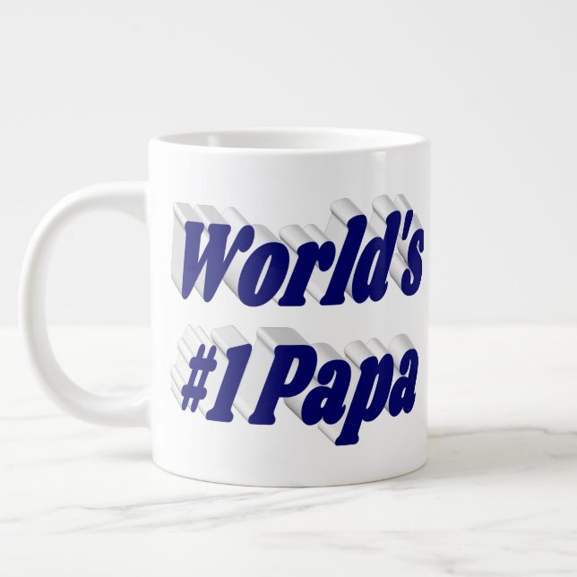 Papa with dark blue half text  large coffee mug (Left)