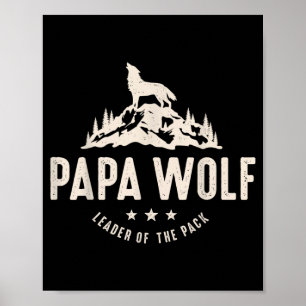 Papa Wolf Fathers Day Dad Daddy Cute Animal Family Poster