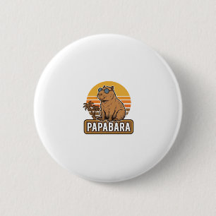 PAPABARA Retro Capybara Dad Vector Design_1 6 Cm Round Badge