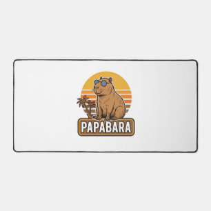 PAPABARA Retro Capybara Dad Vector Design_1 Desk Mat