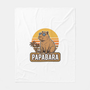 PAPABARA Retro Capybara Dad Vector Design_1 Fleece Blanket
