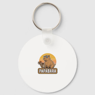PAPABARA Retro Capybara Dad Vector Design_1 Key Ring