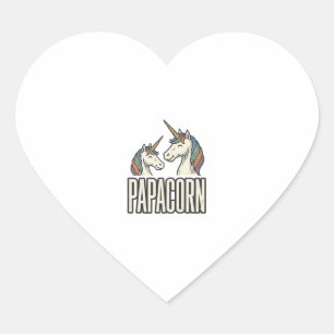Papacorn Unicorn Dad Vintage Engraving T-Shirt Des Heart Sticker