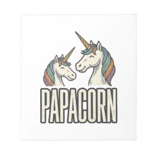 Papacorn Unicorn Dad Vintage Engraving T-Shirt Des Notepad