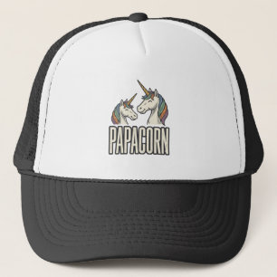 Papacorn Unicorn Dad Vintage Engraving T-Shirt Des Trucker Hat