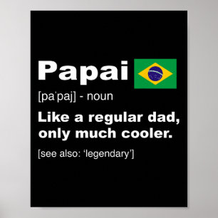 Papai Brazilian Dad Definition Shirt Funny Fathers Poster