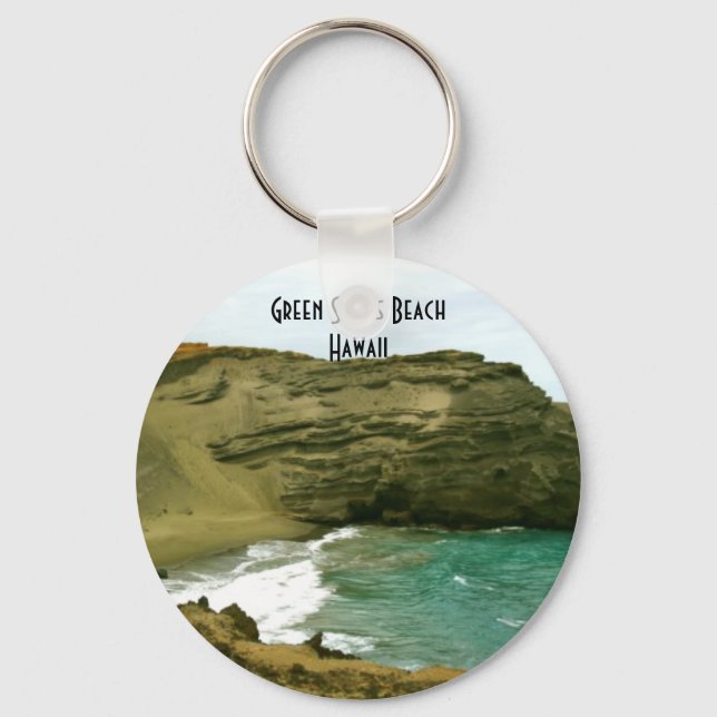 Papakolea Green Sand Beach, Hawaii Key Ring (Front)