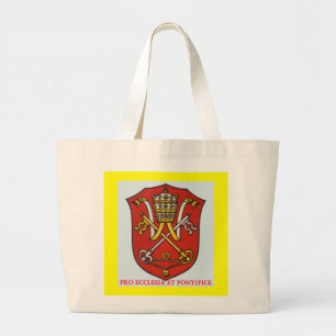 PAPAL TRADITIONAL ROMAN CATHOLIC COAT OF ARMS POPE LARGE TOTE BAG