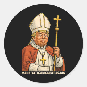 Papal Trump Fun Design With Pope Vestments 1  Classic Round Sticker