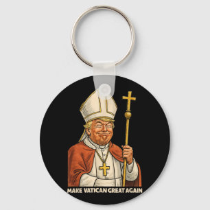 Papal Trump Fun Design With Pope Vestments Key Ring