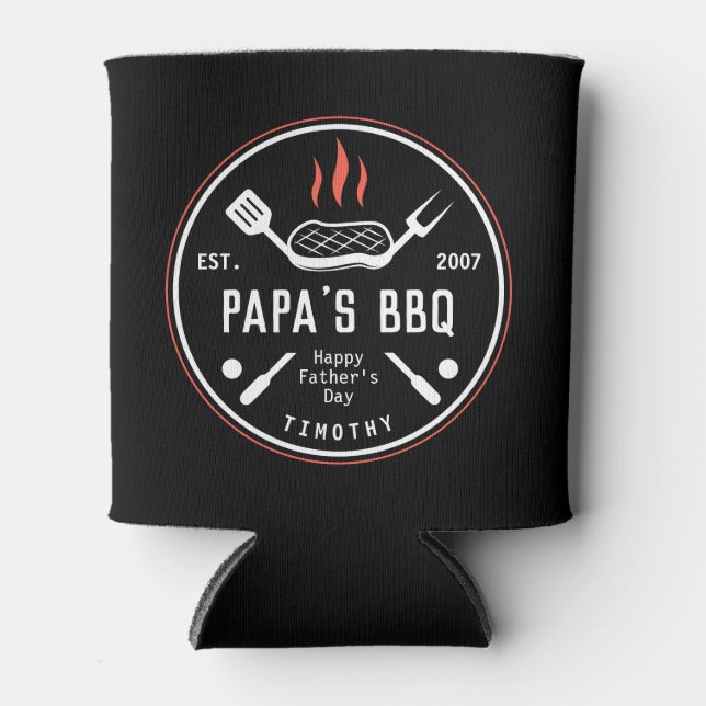 Papa's BBQ Father's Day Can Cooler (Front)