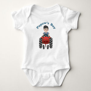 Papas Boy Tractor Baby Bodysuit