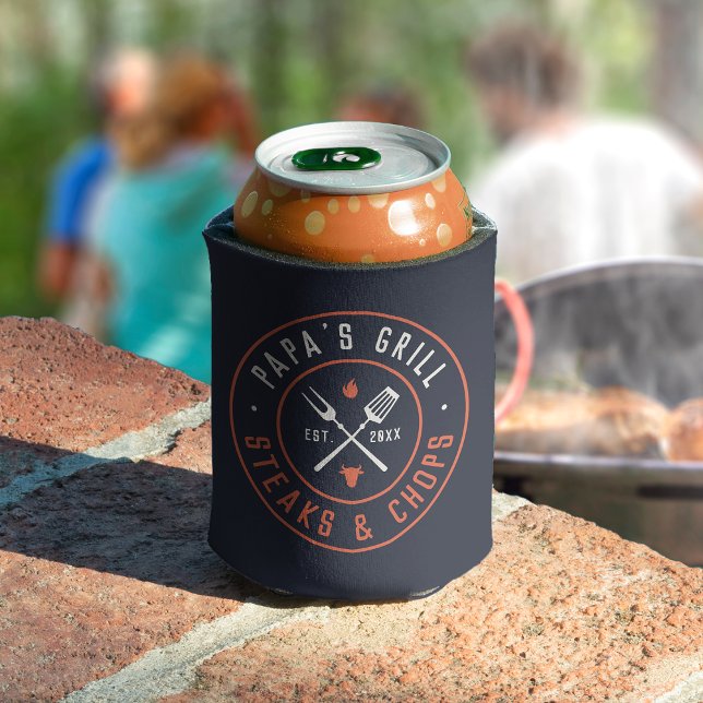 Papa's Grill Personalised Year Established Can Cooler (Creator Uploaded)