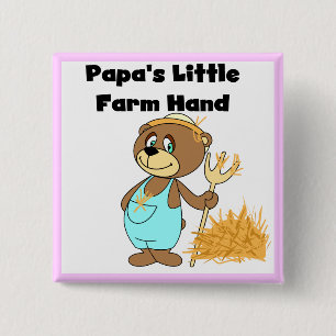 Papa's Little Farm Hand Tshirts and Gifts 15 Cm Square Badge
