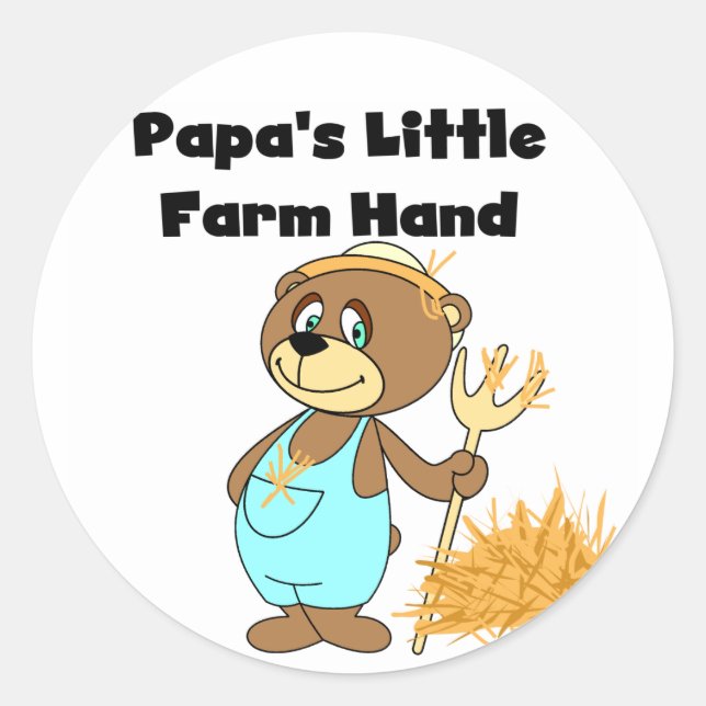 Papa's Little Farm Hand Tshirts and Gifts Classic Round Sticker (Front)