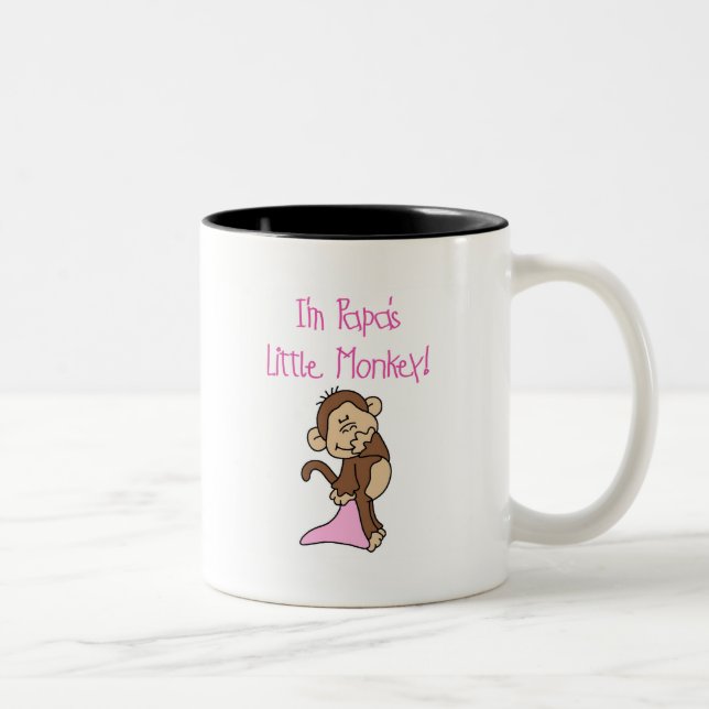 Papa's Little Monkey - Pink Tshirts and Gifts Two-Tone Coffee Mug (Right)