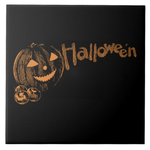 Papa's Posse of Halloween Jack o Lanterns  Ceramic Tile