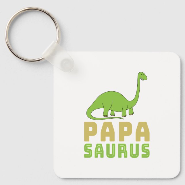 Papasaurus Dinosaur Brontosaurus Father's Day Key Ring (Front)