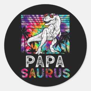 Papasaurus Dinosaur Papa Saurus Family Matching Ti Classic Round Sticker