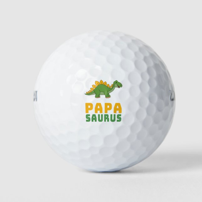 Papasaurus Dinosaur Stegosaurus Father's Day Golf Balls (Front)