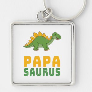 Papasaurus Dinosaur Stegosaurus Father's Day Key Ring
