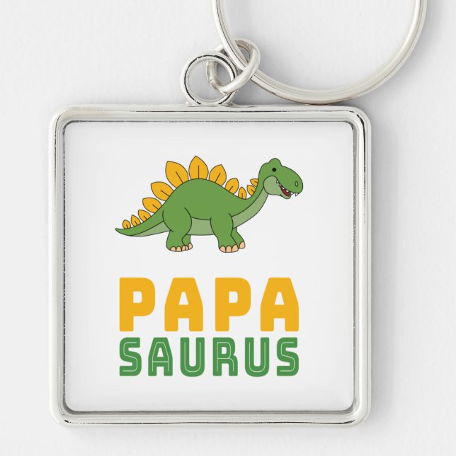 Papasaurus Dinosaur Stegosaurus Father's Day Key Ring (Front)