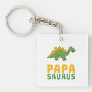 Papasaurus Dinosaur Stegosaurus Father's Day Key Ring