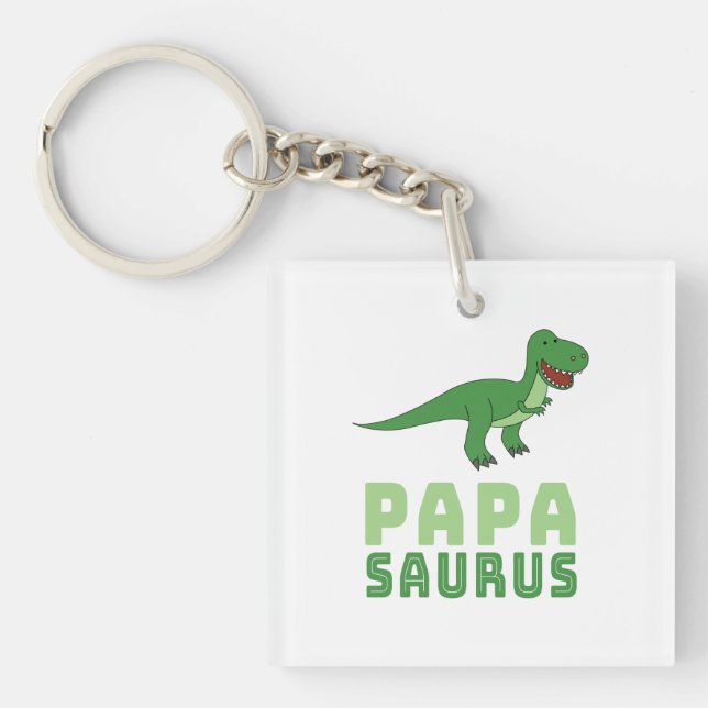 Papasaurus Dinosaur Tyrannosaurus Rex Father's Day Key Ring (Front)