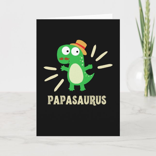 Papasaurus Funny T-Rex Dinosaur Dad Father Family Card (Front)