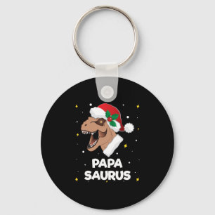 Papasaurus Santa Claus Dinosaur Christmas Key Ring