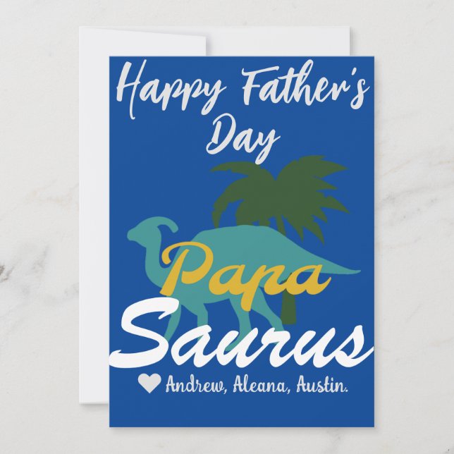 Papasaurus Simple chic Names Personalised Custom Holiday Card (Front)