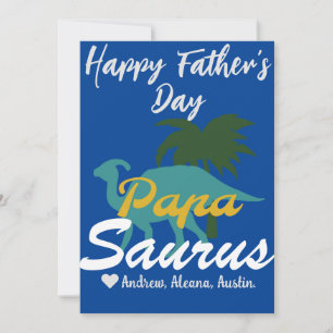Papasaurus Simple chic Names Personalised Custom Holiday Card