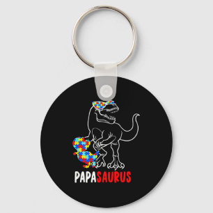 Papasaurus T Rex Dinosaur Autism Awareness Papa Sa Key Ring