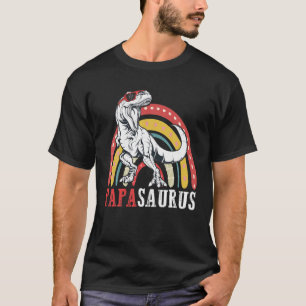 Papasaurus T Rex Funny Rainbow Papa Saurus Family T-Shirt