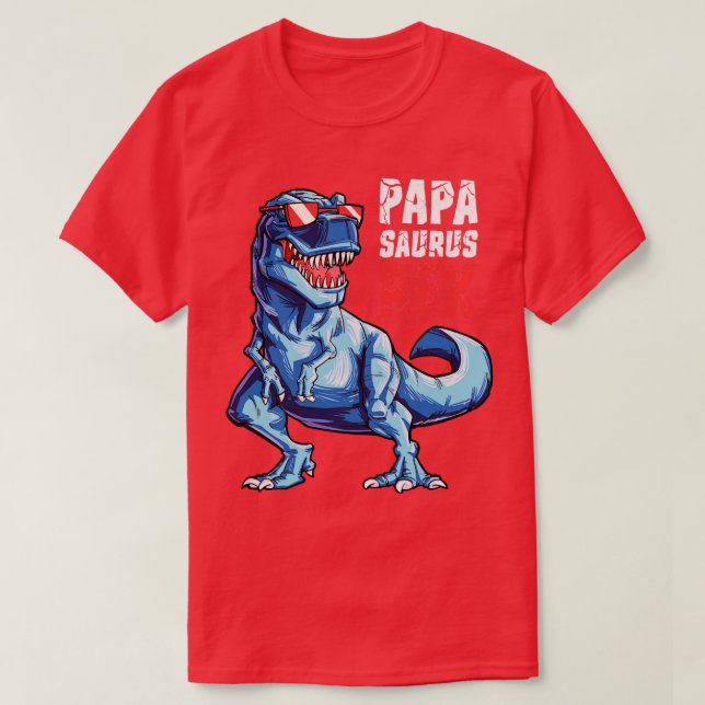 Papasaurus T rex Papa Saurus Dinosaur Men Dad Dadd T-Shirt (Design Front)
