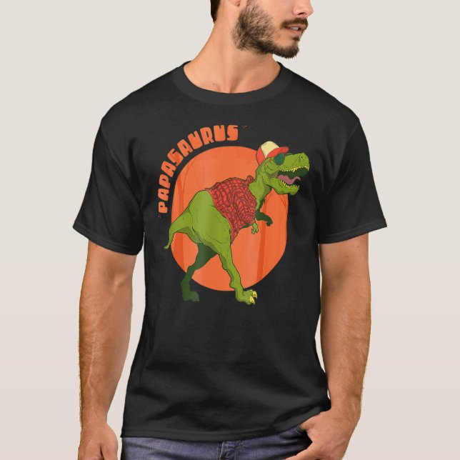 Papasaurus Tee T rex Papa Saurus Dinosaur Grandpa  (Front)