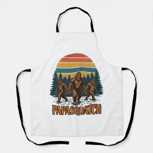 Papasquatch Bigfoot Vintage Sunset Vector Design_1 Apron