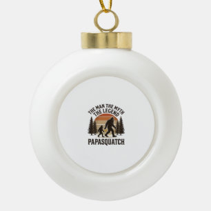 Papasquatch Vintage Bigfoot Dad Shirt Design_1 Ceramic Ball Christmas Ornament