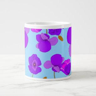 Papaver Poppy Lilac on pale-blue background Large Coffee Mug