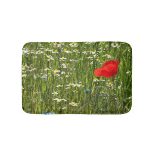 Papaver rhoeas, a red flower bath mat
