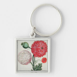 Papaver somniferum and Papaver rheas engraved by G Key Ring