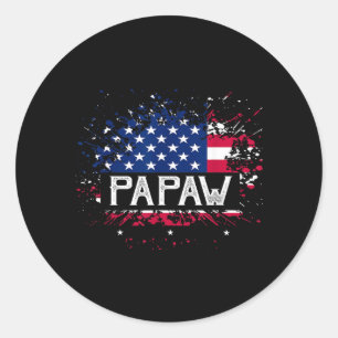 Papaw Aamerican Flag Grandpa Classic Round Sticker
