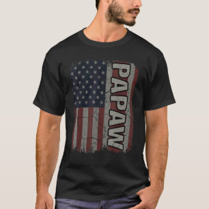 Papaw American Flag Vintage Father's Day 4th Of Ju T-Shirt
